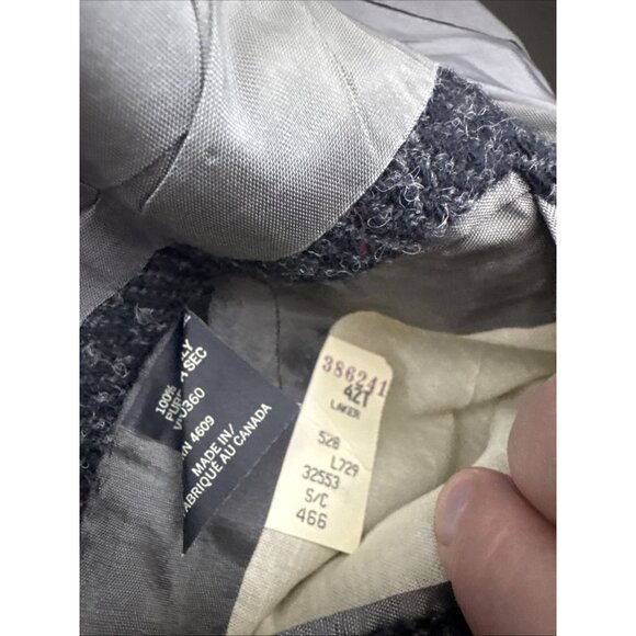 Harris Tweed Men 42L Tall Wool Gray Black Blazer Sports Coat - Picture 10 of 10